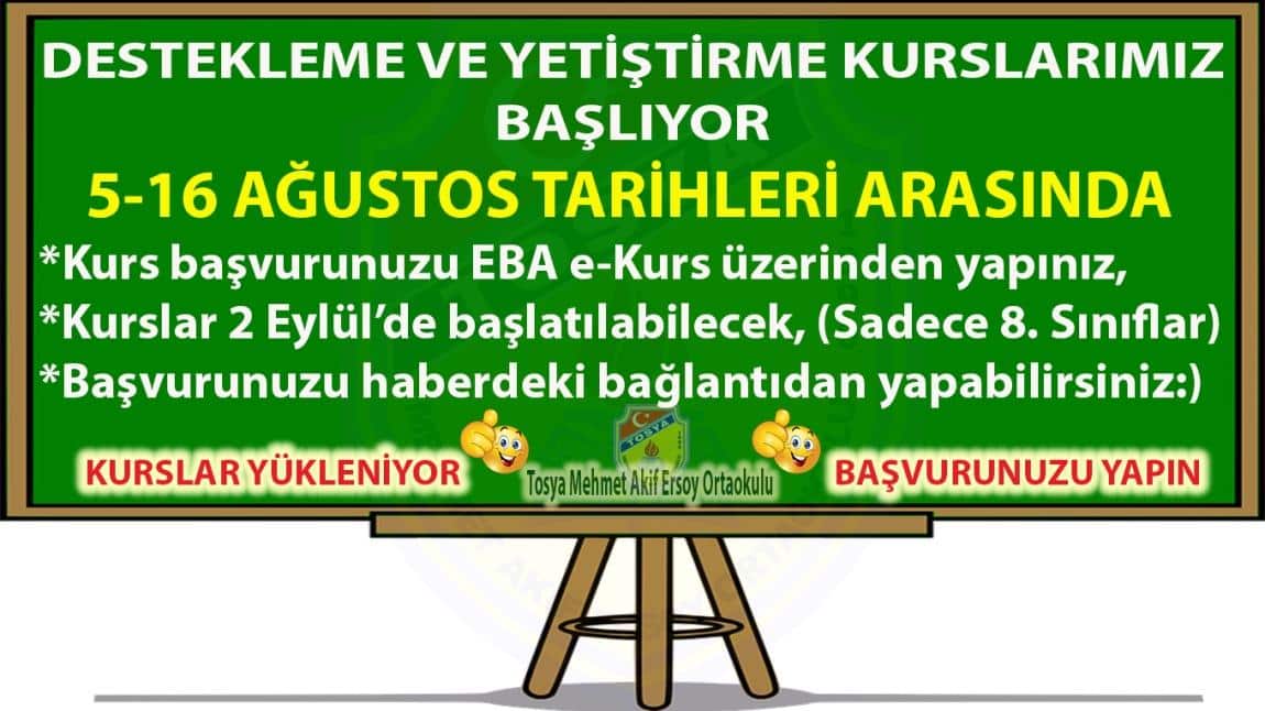 Kurs Başvuruları Başladı (8. Sınıflar)