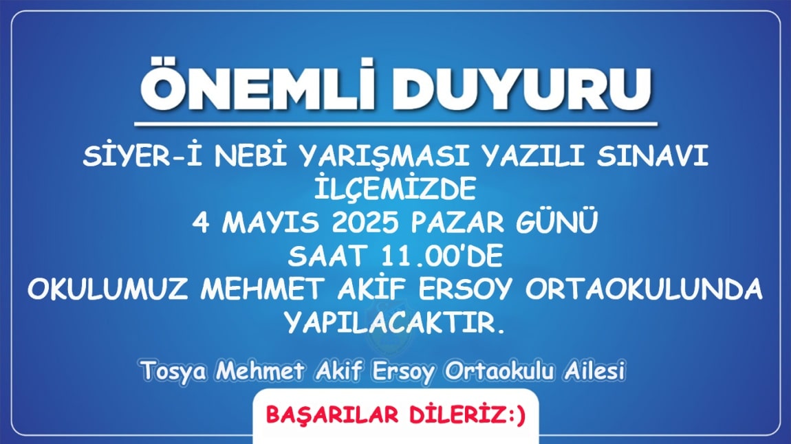 Siyer-i Nebi Yarışması Yazılı Sınavı Okulumuzda Yapılacak